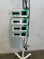 LOT OF BRAUN OUTLOOK 400ES INFUSION PUMPS ON ROLLING STAND