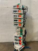 LOT OF BRAUN OUTLOOK 400ES INFUSION PUMPS ON ROLLING STAND