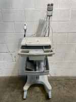 GE MAC 5000 HD ECG/EKG MACHINE ON ROLLING STAND WITH LEADS