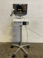 MARQUETTE EAGLE 3000 PATIENT MONITOR ON ROLLING STAND W/ DIRECT DIGITAL WRITER SERIES 7160