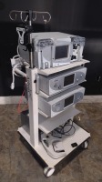 ARTHREX DUALWAVE ARTHOSCOPY PUMP W/ ARTHREX SYNERGY RESECTION CONSOLE AND ARTHREX SYNERGY RF CONSOLE W/ FOOTSWITCH ON CART