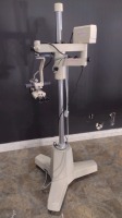 STORZ URBAN US-1 SURGICAL MICROSCOPE TO INCLUDE SINGLE MOUNT BINOCULAR WITH EYEPIECES BOTH (10X) BOTTOM LENESE (300MM) ON STAND