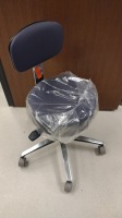 PEDIGO ROLLING STOOL WITH BACK (NEW)