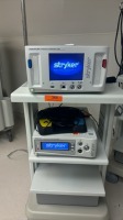 STRYKER CROSSFLOW ARTHROSCOPY PUMP WITH CROSSFIRE 2, FOOTSWITCH ON CART