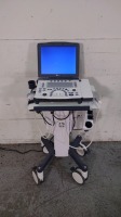 GE LOGIQ V2 PORTABLE ULTRASOUND SYSTEM WITH 1 PROBE (4C) ON ROLLING CART (SN 6007414WX0)