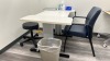 ADJUSTABLE PHYSICANS DESK WITH ROLLING STOOL AND SIDE CHAIR LOCATION: NORWOOD PERFORMANCE THERAPY 30 PERWAL ST, WESTWOOD MA 02090 - 3