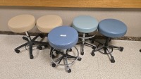 QTY. 5 EXAM STOOLS, ASSORTED COLOR LOCATED AT 900 W. CLAIREMONT AVE, EAU CLAIRE, WI 54701