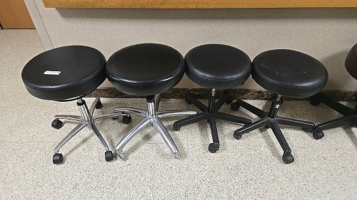 QTY. 4 EXAM STOOLS, BLACK LOCATED AT 900 W. CLAIREMONT AVE, EAU CLAIRE, WI 54701