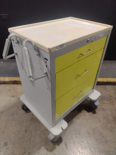 WATERLOO UNI CART SERIES CART, YELLOW, LOCKING 3-DRAWER SUPPLY CART LOCATED AT 3325 MOUNT PROSPECT RD. FRANKLIN PARK, IL 60131