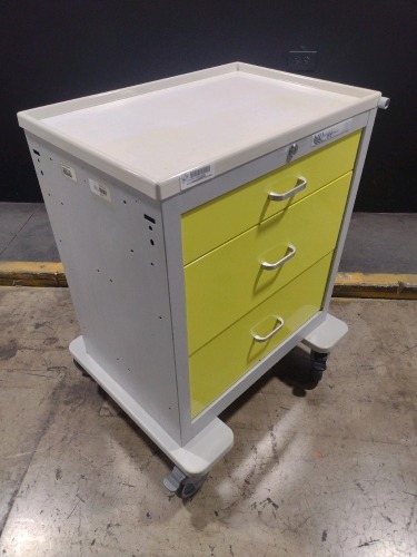 WATERLOO UNI CART SERIES CART, YELLOW, LOCKING 3-DRAWER SUPPLY CART LOCATED AT 3325 MOUNT PROSPECT RD. FRANKLIN PARK, IL 60131
