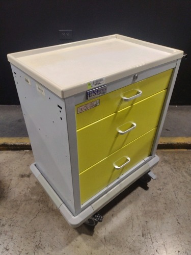WATERLOO UNI CART SERIES CART, YELLOW, LOCKING 3-DRAWER SUPPLY CART LOCATED AT 3325 MOUNT PROSPECT RD. FRANKLIN PARK, IL 60131