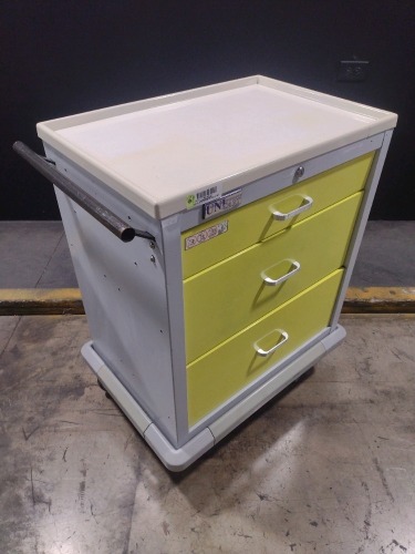 WATERLOO UNI CART SERIES CART, YELLOW, LOCKING 3-DRAWER SUPPLY CART LOCATED AT 3325 MOUNT PROSPECT RD. FRANKLIN PARK, IL 60131
