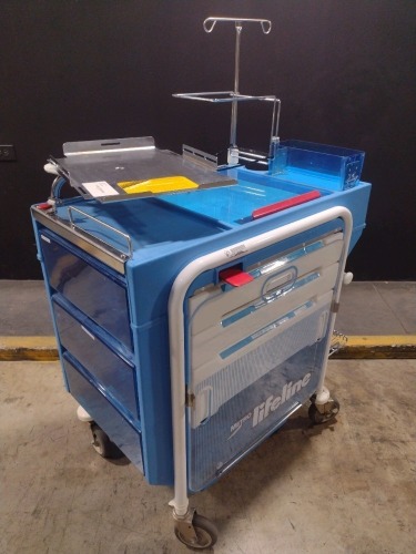 METRO LIFELINE CART, BLUE, LOCKING 4-DRAWER SUPPLY CART LOCATED AT 3325 MOUNT PROSPECT RD. FRANKLIN PARK, IL 60131