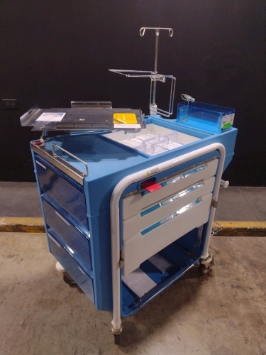 METRO LIFELINE CART, BLUE, LOCKING 4-DRAWER SUPPLY CART LOCATED AT 3325 MOUNT PROSPECT RD. FRANKLIN PARK, IL 60131
