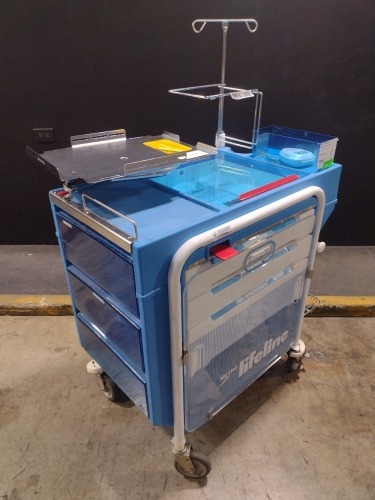 METRO LIFELINE CART, BLUE, LOCKING 4-DRAWER SUPPLY CART LOCATED AT 3325 MOUNT PROSPECT RD. FRANKLIN PARK, IL 60131