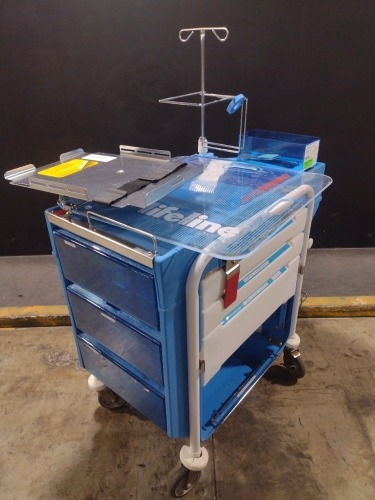 METRO LIFELINE CART, BLUE, LOCKING 4-DRAWER SUPPLY CART LOCATED AT 3325 MOUNT PROSPECT RD. FRANKLIN PARK, IL 60131