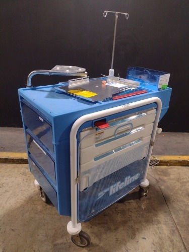 METRO LIFELINE CART, BLUE, LOCKING 4-DRAWER SUPPLY CART LOCATED AT 3325 MOUNT PROSPECT RD. FRANKLIN PARK, IL 60131