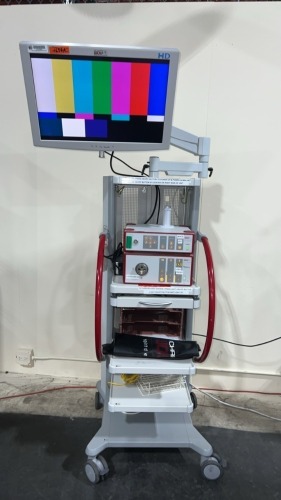 R. WOLF ARTHROSCOPY TOWER: 5550 HD ENDOCAM CAMERA 5132 AUTO LP LIGHT SOURCE AND 5371.6265 26 INCH MONITOR ON CART LOCATED AT 3325 MOUNT PROSPECT RD. FRANKLIN PARK, IL 60131