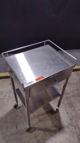 MAC MEDICAL MINOR PROCEDURE CART STAINLESS STEEL WITH DRAWER AND BOTTOM SHELF LOCATED AT 3325 MOUNT PROSPECT RD. FRANKLIN PARK, IL 60131