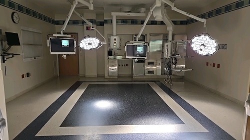 STRYKER VISUM 2 CEILING MOUNT SINGLE HEAD SURGICAL LIGHT WITH CONTROL PANEL, VISIONPRO LED DISPLAY MONITOR, CEILING MOUNT SINGLE HEAD SURGICAL, VISIONPRO LED DISPLAY MONITOR SWITCHPOINT INFINITY 3 MEDIA ROUTER, VISUM LED SURGICAL LIGHT SYSTEM, NEC WALL MO