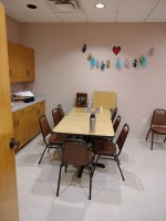 BREAKROOM: 2 TABLES, 18 CHAIRS 6 IN LASER ROOM NEXT DOOR, ELECTRIC GRILL, HOTPOINT REFRIGERATOR FREEZER, GENERAL ELECTRIC MICROWAVE, BLACK AND DECKER TOASTER, DISHES (located at 204 Gateway North Marble Falls, TX 78654)