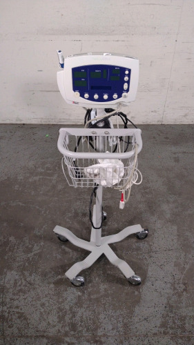 WELCH ALLYN 53STP VITAL SIGNS MONITOR ON ROLLING STAND