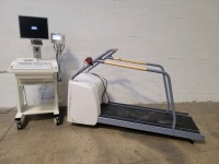 GE CASE STRESS TEST WORKSTATION W GE T2100 TREADMILL TO INC SUNTECH TANGO PATIENT MONITOR