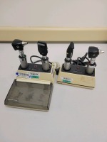 WELCH ALLYN QTY 2 OTO/OPHTHALMOSCOPE WITH HEADS AND 71150 UNIVERSAL CHARGER