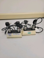 WELCH ALLYN QTY 2 OTO/OPHTHALMOSCOPE WITH HEADS AND 71150 UNIVERSAL CHARGER