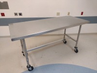 TABLE, STAINLESS STEEL WITH WHEELS
