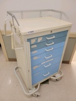 ARMSTRONG MEDICAL A-SMART CRASH CART BLUE 6 DRAWERS
