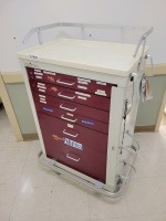 ARMSTRONG MEDICAL A-SMART CRASH CART RED 6 DRAWERS