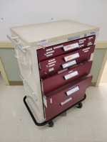 BLUE BELL BIO-MEDICAL CRASH CART RED 6 DRAWERS