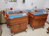 LOT OF 5 BABY BASSINETS WITH 3 STORAGE CABINETS