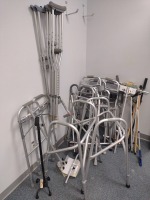 LOT OF WALKERS, CRUTCHES AND CANES