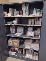 NEEDLES, SYRINGES, SURGICAL BLADES WITH LOCKING DOUBLE DOOR CABINET, LOC: MATMAG