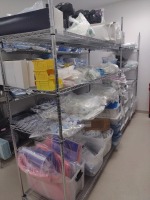 DRAPES, SYRINGES, CAST PADDING WITH 2 SHELVING UNITS, LOC: OR SUPPLIES ROOM