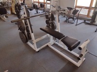PARMOUNT PFW-82BENCH 3-WAY BENCH PRESS WITH 4X45, 4X35, 4,25, 8X10, 6X5, 8X2.5 WEIGHT PLATES AND BARBELL