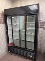 TRUE GDM-47RL REFRIGERATOR, DOUBLE GLASS DOOR ON WHEELS, LOC: KITCHEN/CAF&Eacute;