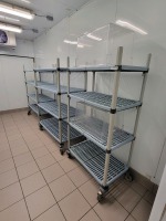 METRO MAX Q SHELVING UNIT ON WHEELS, QTY. 6, LOC: KITCHEN/CAF&Eacute;, LOC: KITCHEN/CAF&Eacute;
