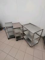 CART, STAINLESS STEEL, 3 SHELF, QTY. 3, LOC: KITCHEN/CAF&Eacute;