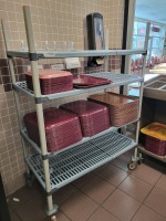 SERVICE TRAYS WITH CART, LOC: KITCHEN/CAF&Eacute;
