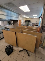 TABLES, CONVERTIBLE ON WHEELS. 40" X 40" X 25", QTY. 10 , LOC: KITCHEN/CAF&Eacute;
