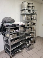 COOKING AND SERVING SUPPLIES INCLUDING 2 CARTS, LOC: KITCHEN/CAF&Eacute;