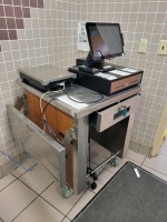 CASH REGISTER WITH DIGITAL SCALE ON CART ,LOC: KITCHEN/CAF&Eacute;