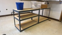 SHELVING WITH PARTICLE BOARD, LOC: OLD KITCHEN/AUX STORAGE
