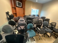 CHAIRS, TASK AND EXECUTIVE WITH ARMRESTS ON WHEELS, QTY. 30, LOC: RM 107
