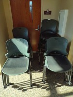 CHAIRS, STACKABLE MESH SEAT, ROLLING, QTY. 20 LOC: COMMUNITY ROOM 1