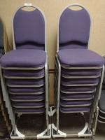 CHAIRS, STACKING, METAL FRAME WITH TRANSPORT CARTS, QTY. 14, LOC: HEALTHFIT HALL