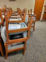 CHAIRS, WOOD FRAME, CUSHIONED WITH ARM RESTS, QTY. 18, LOC: INPATIENT NURSES STATION